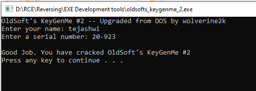Keygen success verification