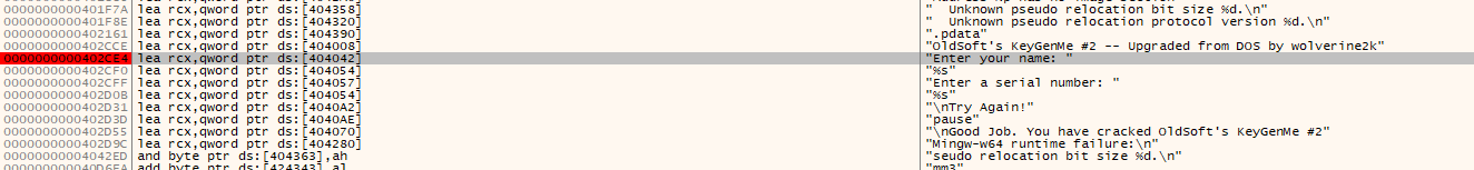 Finding related strings in x64dbg