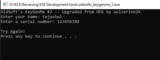 The sample keygenme application
